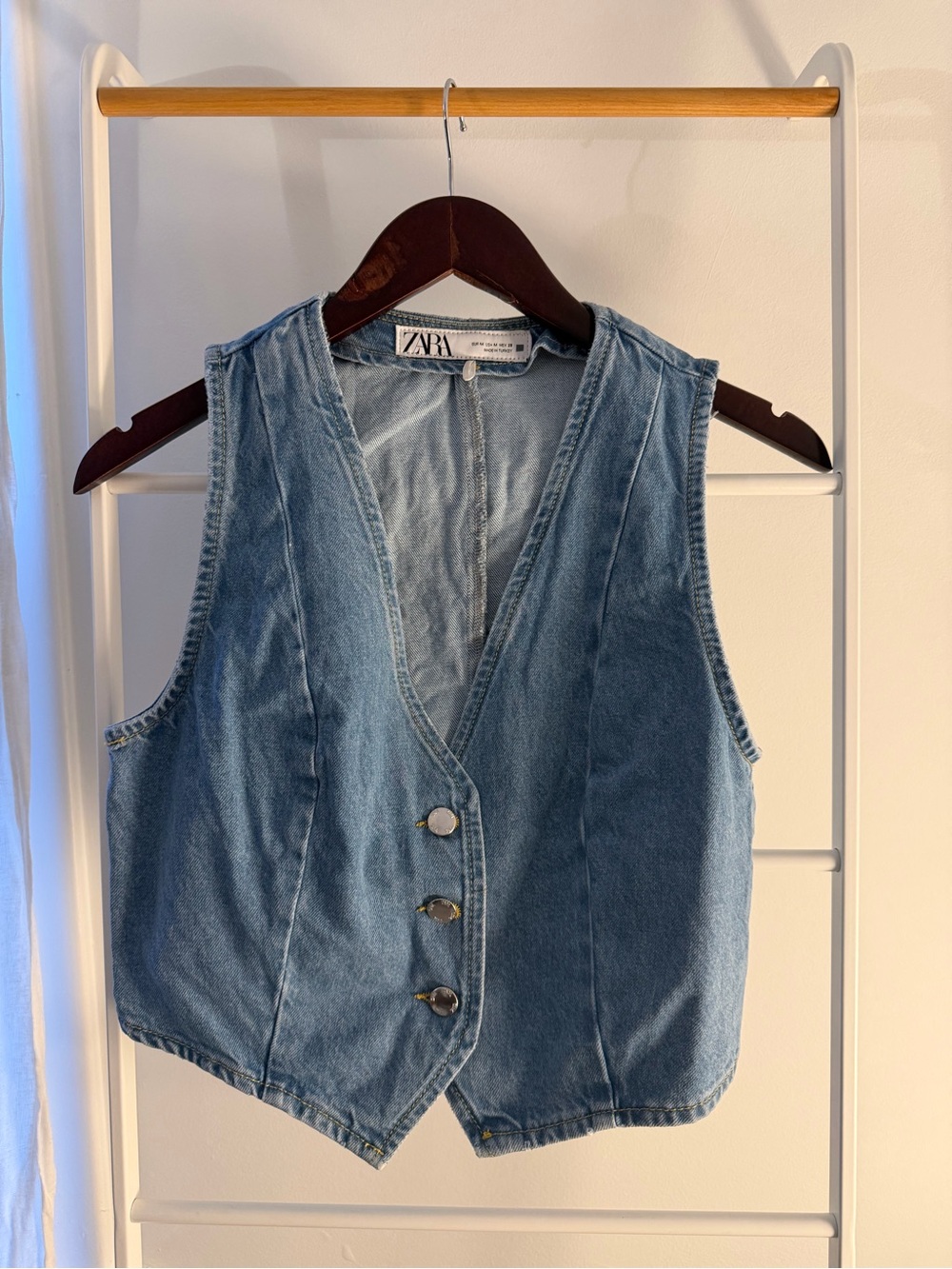 ZARA Light Blue Denim Button-Front Vest
